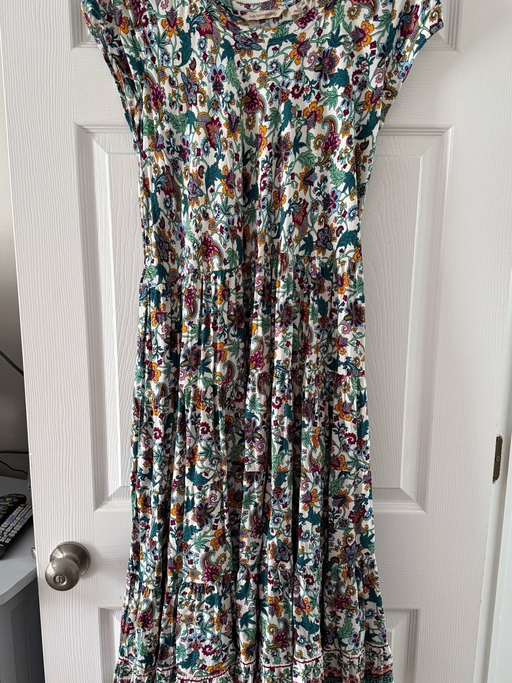 Floral Tiered Maxi Dress in White with Multicolor Print